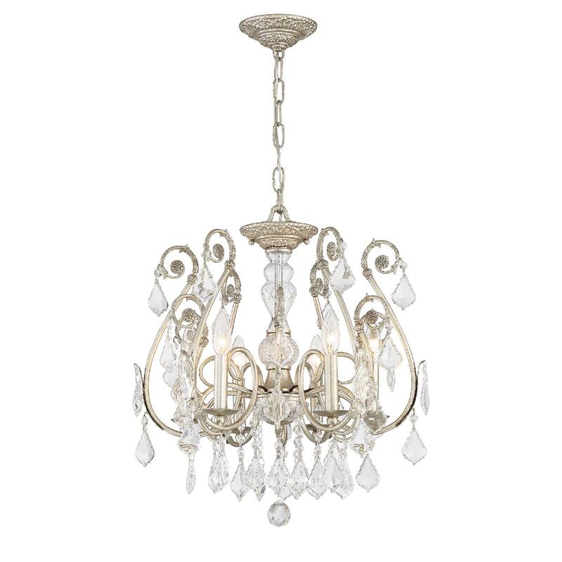 Regis 6 Light Clear Hand Cut Crystal Silver Semi-Flush - 20'' W x 20'' H
