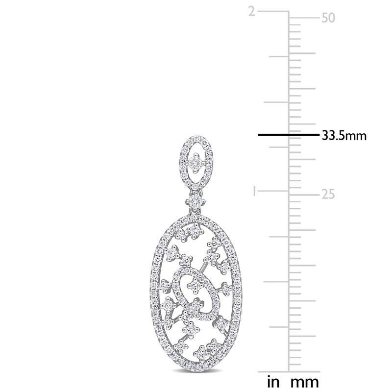 Miadora 1 1/4ct TDW Diamond Oval Filigree Earrings in 18k White Gold