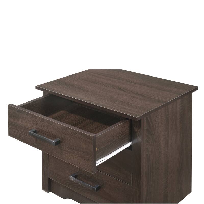 3-Drawer Wooden Nightstand - 23" - Dark Brown