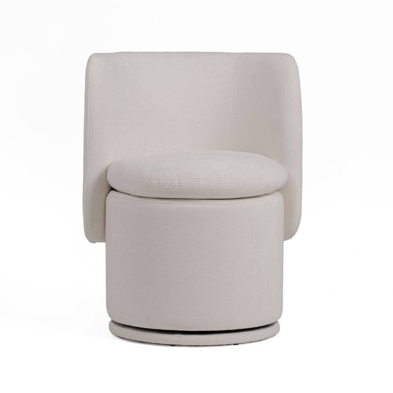 Divani Casa Norris Modern Ivory Fabric Swivel Dining Chair