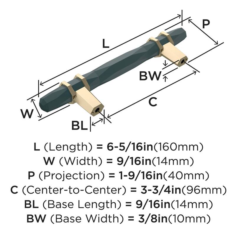 Amerock London 3-3/4 in (96 mm) Center-to-Center Black Bronze/Golden Champagne Cabinet Pull