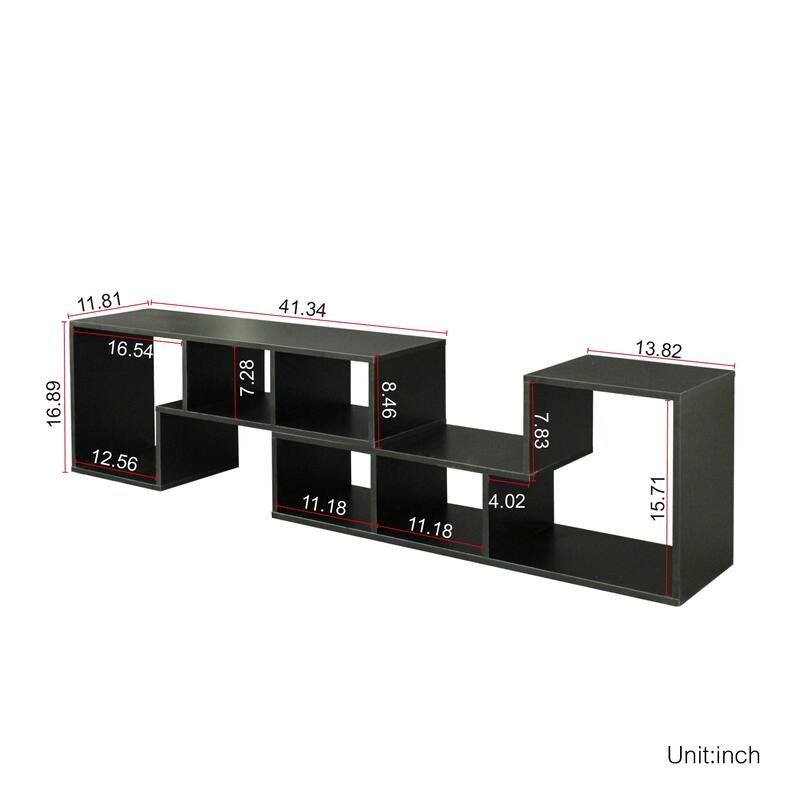 Abstract Double LShaped Low Floor TV Stand with Multi Display Storage