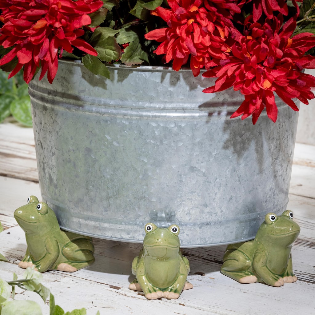 Ceramic Frog Planter Feet, Set of 3