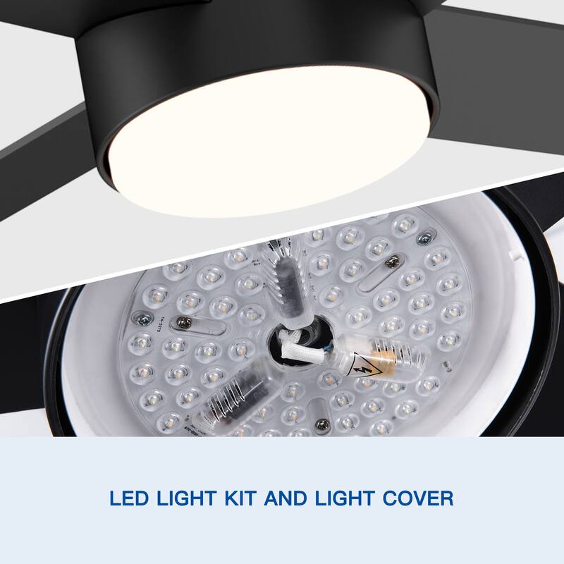 52" Integrated LED Light Ceiling Fan with Remote Control and 4 Blades