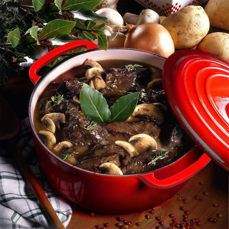 Cast Iron Dutch Oven with Lid - Enamel Pot - Stovetop and Oven Cookware by Classic Cuisine (Red)