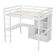 preview thumbnail 16 of 38, Full Size Loft Bed with Bulit-in L-Shaped Desk and Ladder, Wooden High Loft Bedframe with Storage Drawers and Shelves