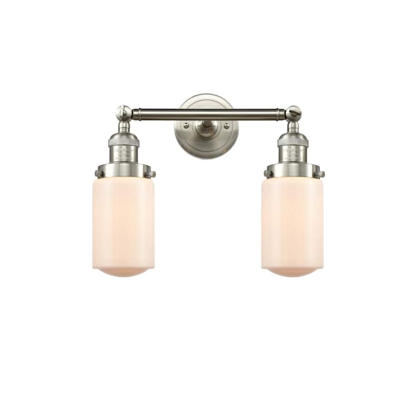 Innovations Lighting Dover 2 Light 14" Wide Bathroom Vanity Light - Brushed Satin Nickel / Matte White Cased