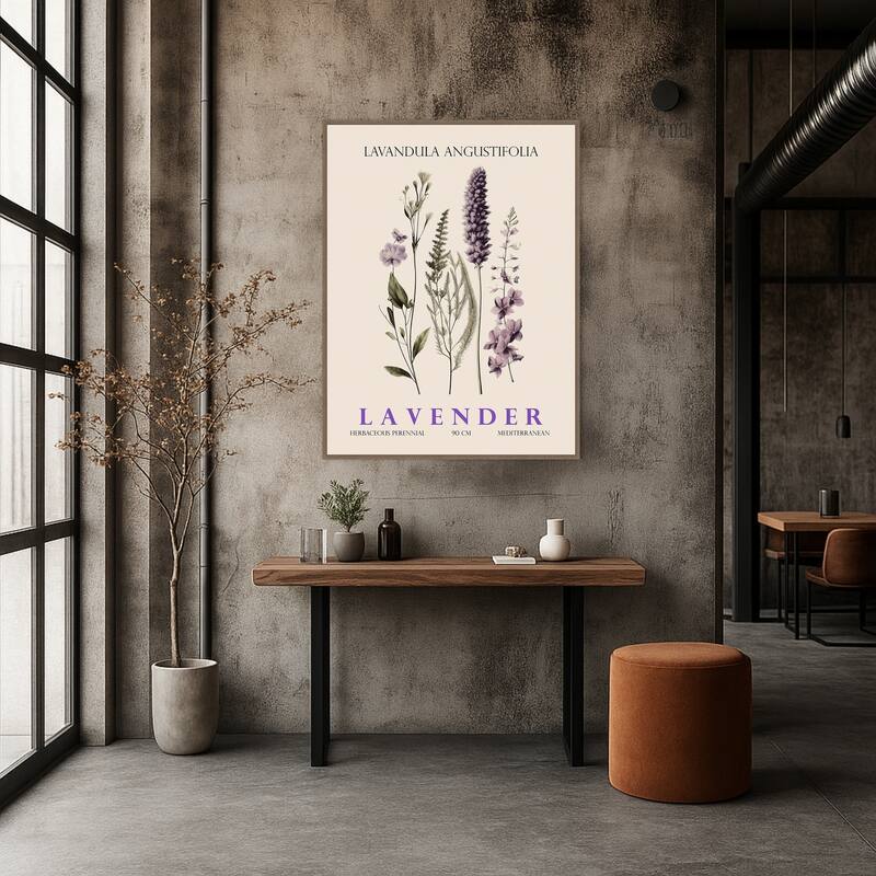 Vintage Botanical Lavender No. 2 Illustration by Christopher Giampietro Framed Canvas Wall Art Print