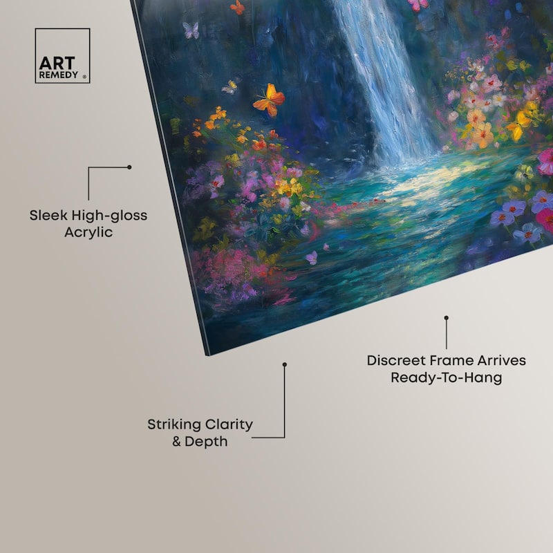 Hidden Falls II Acrylic by Art Remedy, Ready to Hang