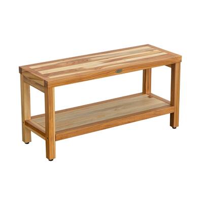 EcoDecors Eleganto Earthy Natural Teak Wood Teak Shower Bench 35-inches Wide x 18-inches High