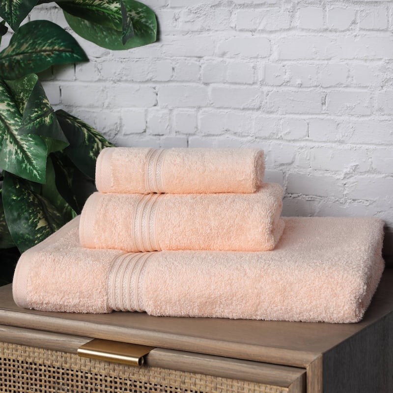 Superior Heritage Egyptian Cotton Absorbent 3-Piece Towel Set - Peach