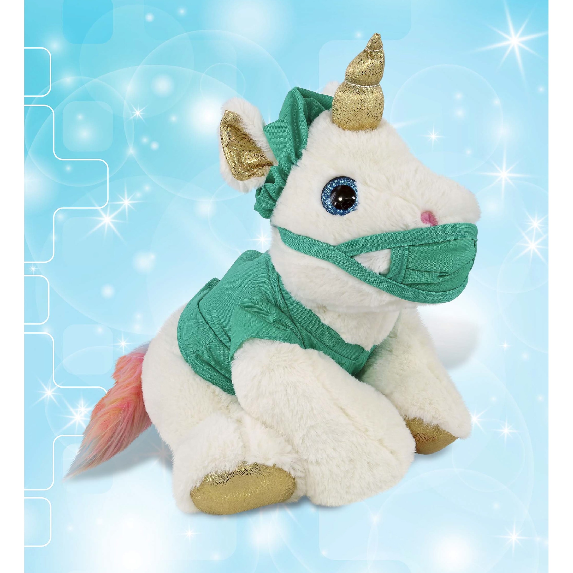 DolliBu White and Gold Unicorn Doctor Plush with Scrub Uniform and Cap 14 inches Bed Bath Beyond 40816191