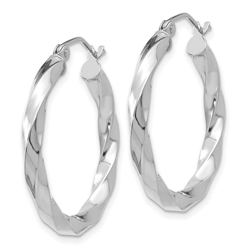 Curata 14k White Gold Polished 26x 3mm Twisted Hoop Earrings