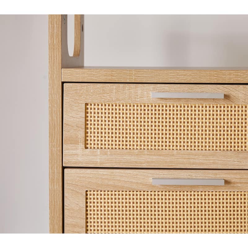 Set of 2 with 2 Drawers, 15.4" Modern Storage Bedside Table with Golden Metal Handles, Wooden End Table for Bedroom