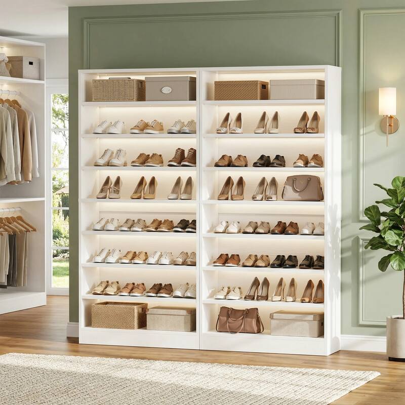 Cimly 45 Pairs Tall Shoe Cabinet, 9-Tier Wooden Shoe Storage Organizer with Adjustable Shelves