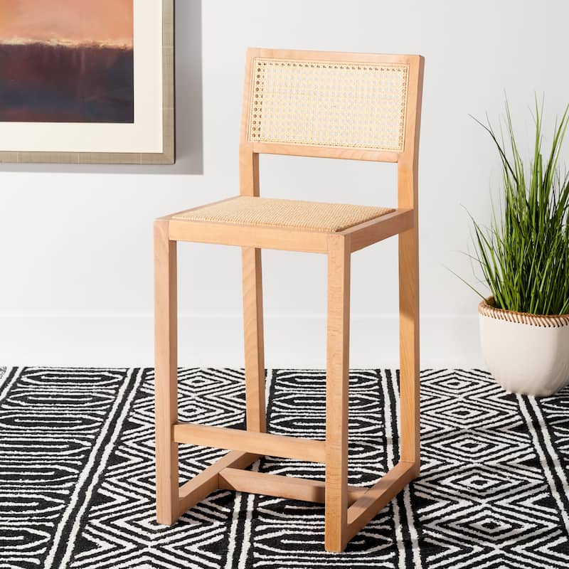 SAFAVIEH Dossie Rattan Counter Stool - 16" W x 19" D x 37" H - 16Wx19Dx37H