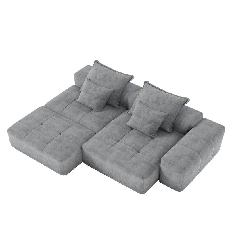 Modern 127.56" Oversized Modular Sectional Sofa with Ottoman Chenille Fabric