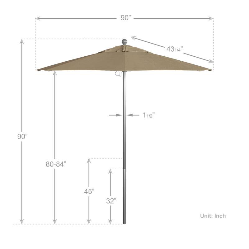 California Umbrella 7.5' Rd. Aluminum Frame, Fiberglass Rib Market Umbrella, Push Open,Anodized Silver Finish, Olefin Fabric