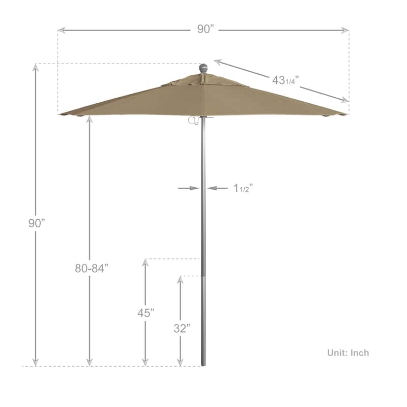 California Umbrella 75' Venture Series Patio Umbrella, Silver Aluminum Pole Fiberglass Ribs Push Lift, Olefin