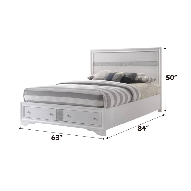 Queen Size Synthetic Wood Storage Bed with 2 Drawers and 660lbs Capacity