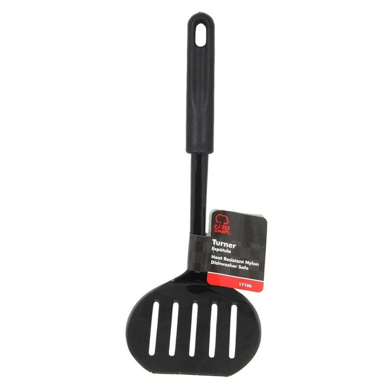 Chef Craft Heat-Resistant Black Nylon Slotted Jumbo Turner Spatula