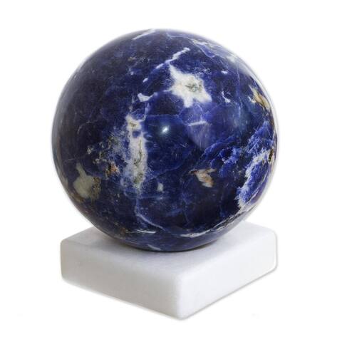 Handmade Blue World Sodalite Gemstone Figurine (Peru) - 3.1" H x 3.1" Diam.