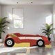 preview thumbnail 2 of 7, Full Size Race Car-Shaped Platform Bed with Kids Bed Wheels, Red