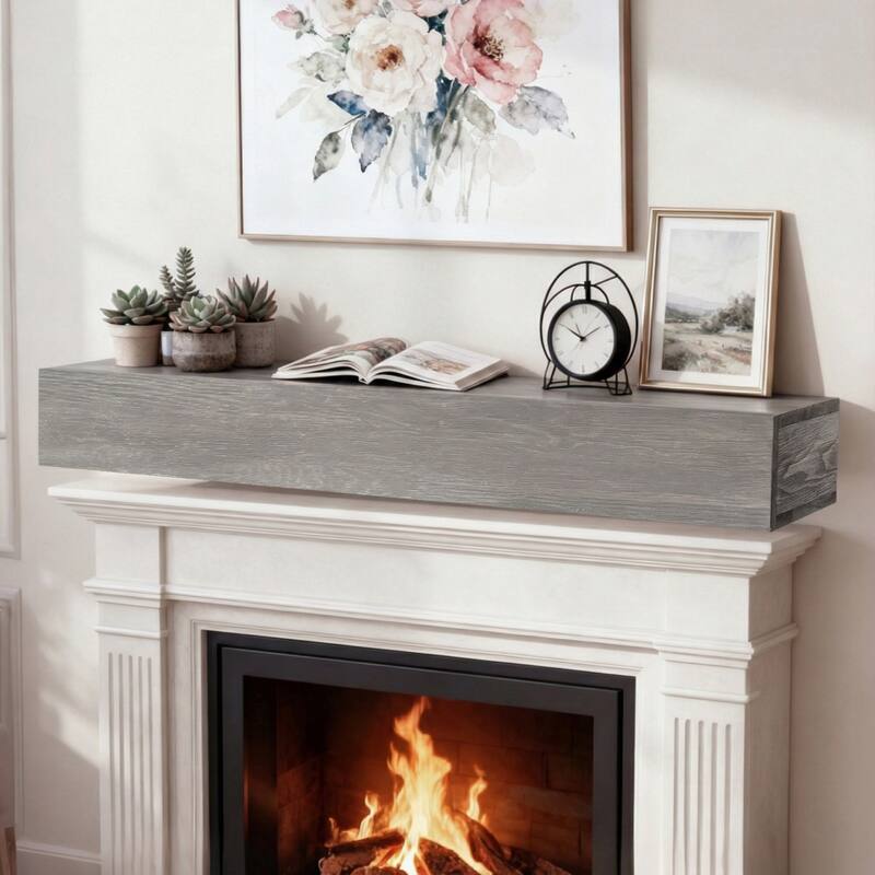 50LBS Capacity Rustic Wood Wall-Mounted Floating Shelf