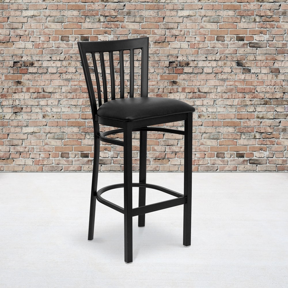 School House Back Metal Restaurant Barstool (Set of 2) - 17.25"W x 19.5"D x 41.75"H - 17.25"W x 19.5"D x 41.75"H