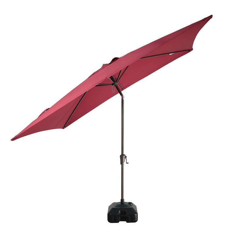 10’ x 6.5’ Tilt and Crank Rectangular Patio Umbrella with Base Stand