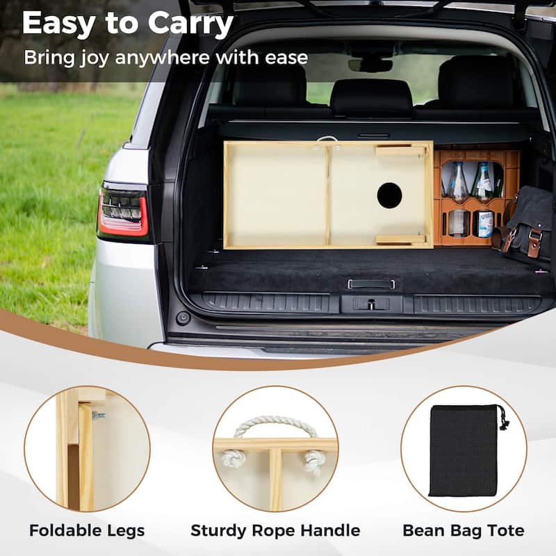 Costway 1/2 PCS 4'x2' Portable Corn Hole Game Board Includes 8 Bean - Natural