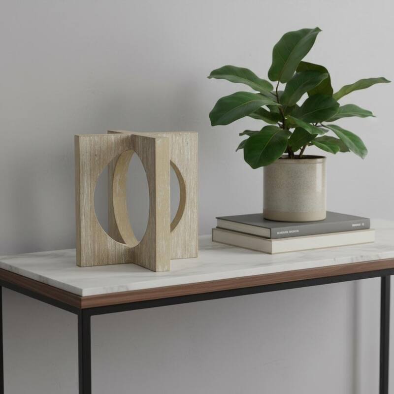 HomeRoots 6" Brown Solid Wood Square Tabletop Sculpture - 5.71 in. x 5.71 in. x 5.71 in. - Brown - 5.71 in. x 5.71 in. x 5.71 in.