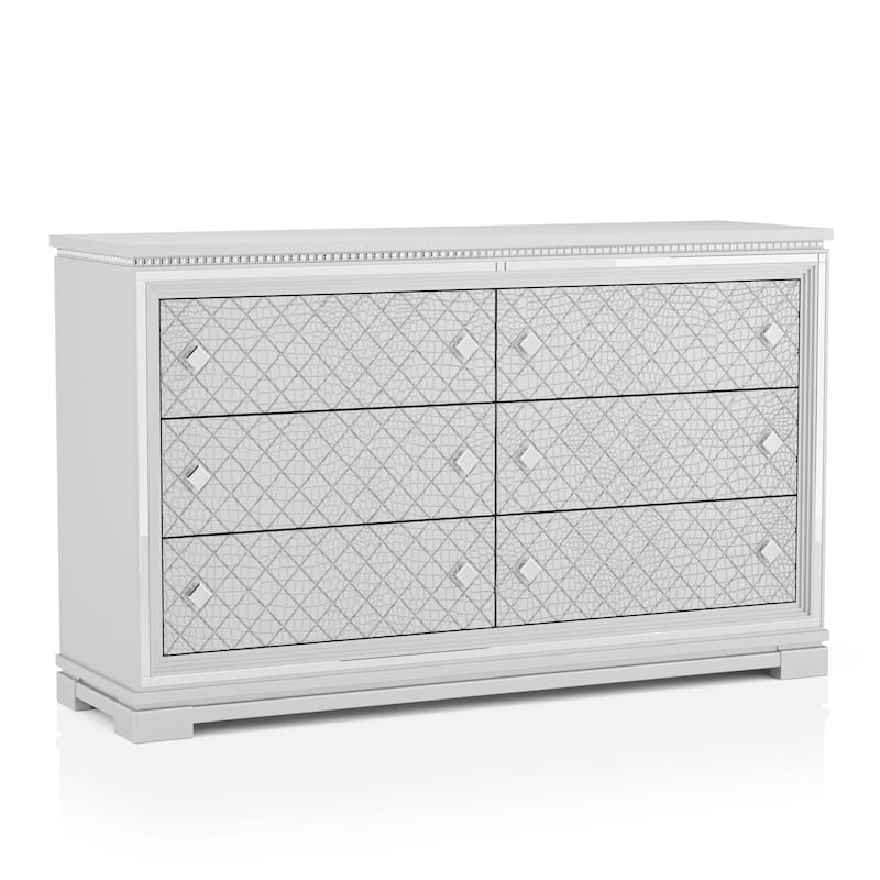 Seleena Glam Silver 62-inch Wide 6-Drawer Solid Wood Dresser by Furniture of America