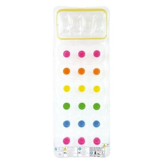 75" White and Multi-Colored 18-Pocket Fashion Inflatable Swimming Pool Lounger Mattress Float