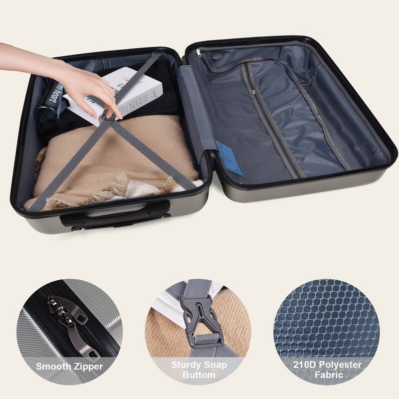 Luggage Suitcase 3 Piece Sets Hardside Carry-on luggage with Spinner ...