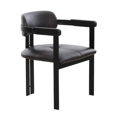 Modrst Aneta Modern Dark Brown Leather & Black Dining Chair