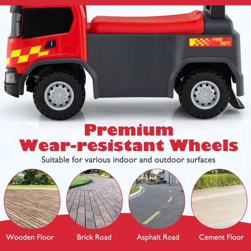 Kids Ride-On Truck with Safety Steering and Sounds Lights for Indoor-Outdoor Play - 23" x 11" x 17" (L x W x H)