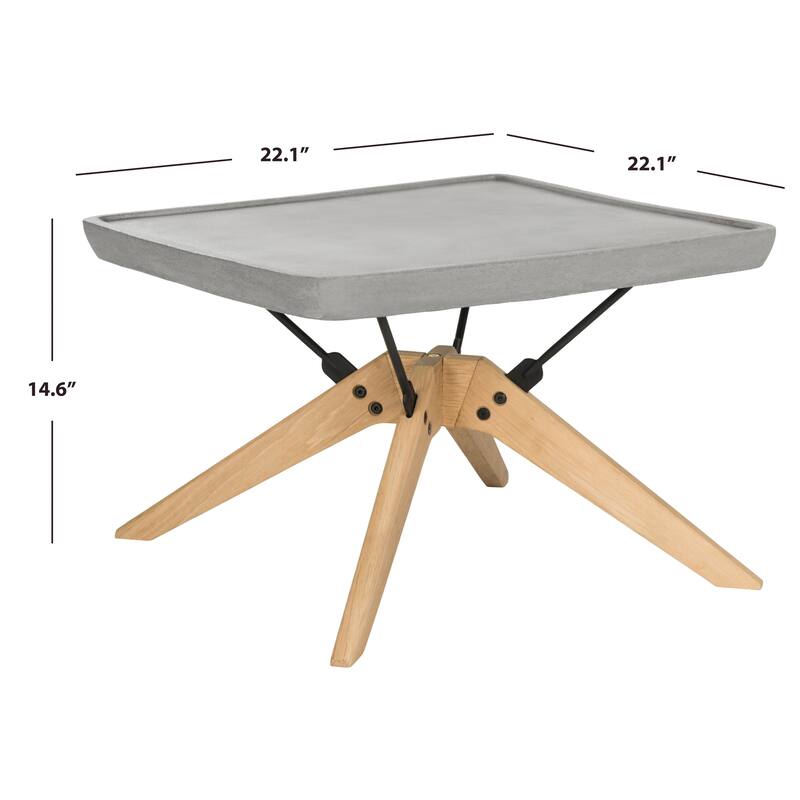 SAFAVIEH Outdoor Living Delartin Modern Dark Grey Coffee Table - 22"W x 22"D x 15"H