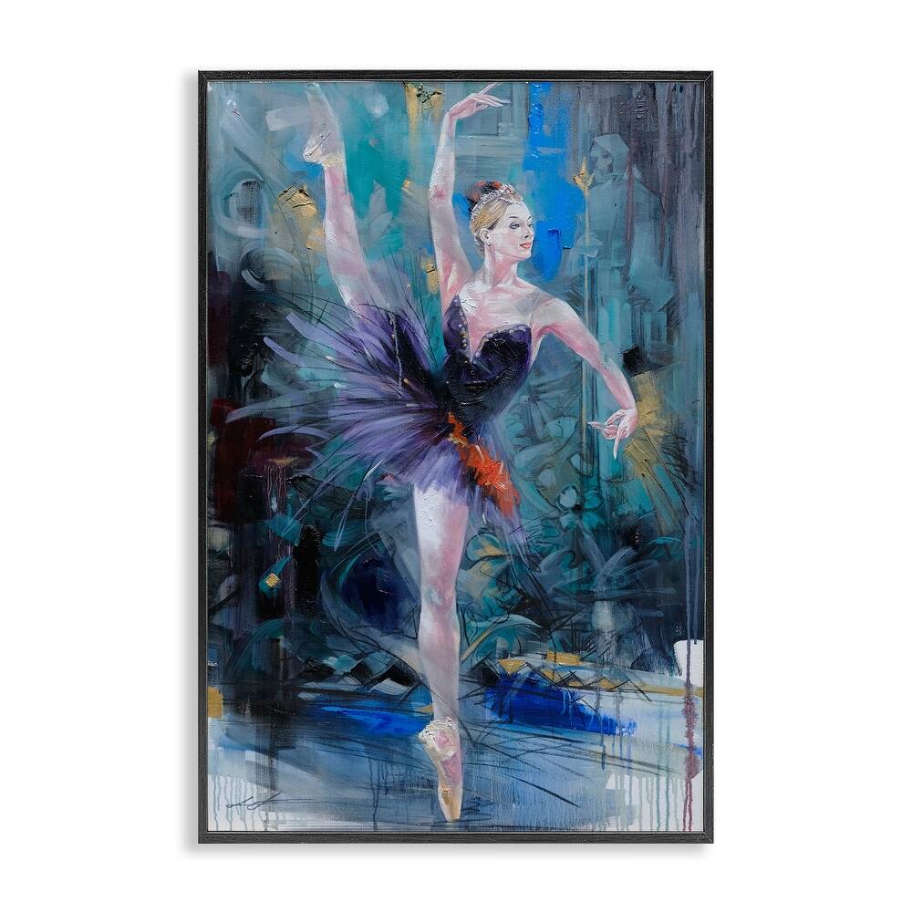Stupell Vivid Ballet Dancer on Blue Framed Giclee Art Design By Lucille Lee