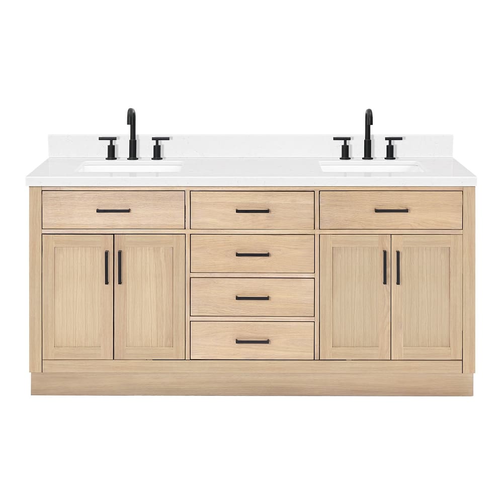 Ariel T072DCQRVO Hepburn 72" Free Standing Double Basin Vanity Set