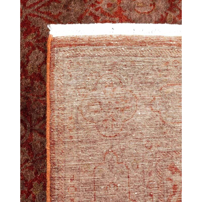 Overton Hand Knotted Wool Vintage Inspired Modern Contemporary Overdyed Brown Area Rug - 4' 1" x 6' 3"
