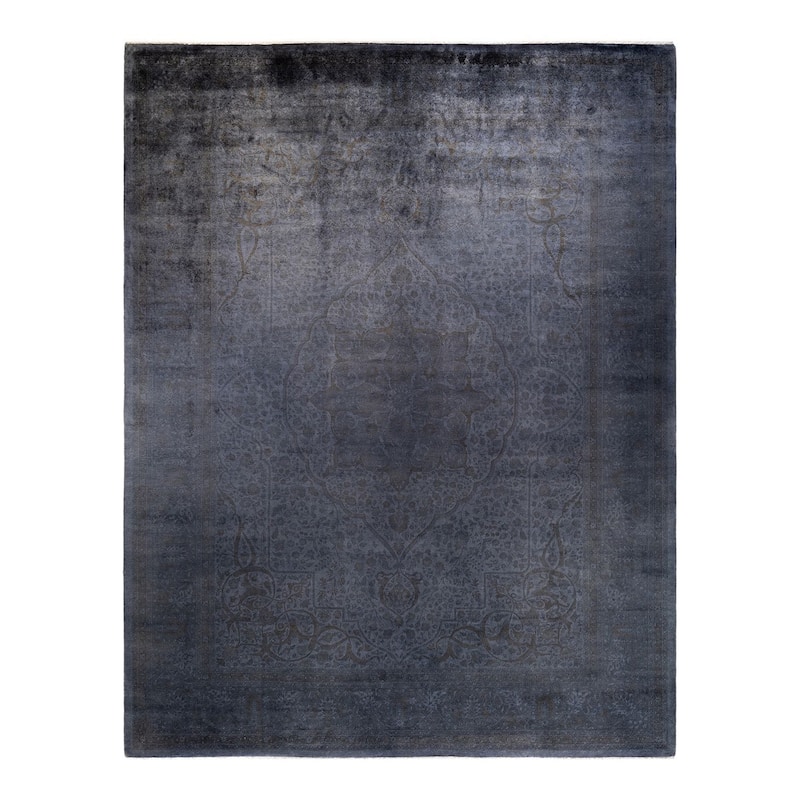 Overton Hand Knotted Wool Vintage Inspired Modern Contemporary Overdyed Gray Area Rug - 9' 2" x 11' 10"