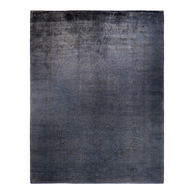 Overton Hand Knotted Wool Vintage Inspired Modern Contemporary Overdyed Gray Area Rug - 9' 2" x 11' 10"