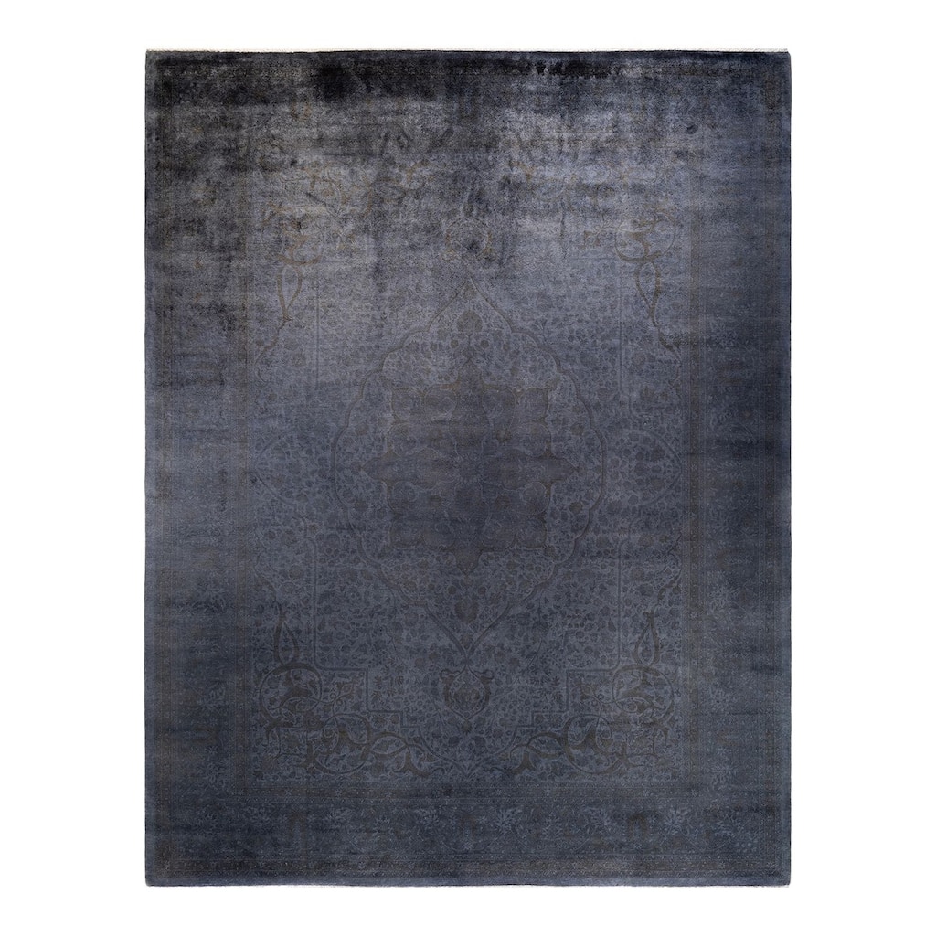 Overton Hand Knotted Wool Vintage Inspired Modern Contemporary Overdyed Gray Area Rug - 9' 2" x 11' 10"