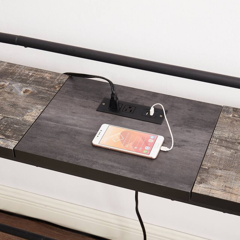 Console Table with 2 Outlet and 2 USB Ports for Living Room and Hallway