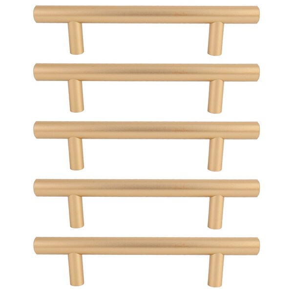 Cabinet Handles Pull Space Aluminum 3.8" Hole Center for Furniture Door Cabinet Cupboard Wardrobe 5pcs Gold Tone
