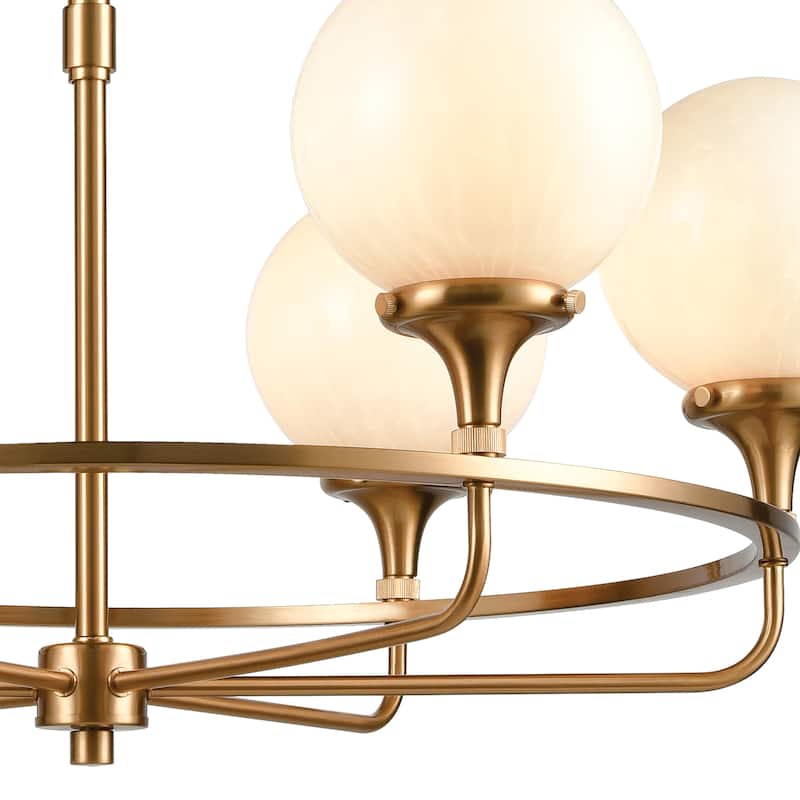 Beverly Hills 30-inch Wide 6-Light Chandelier in Satin Brass