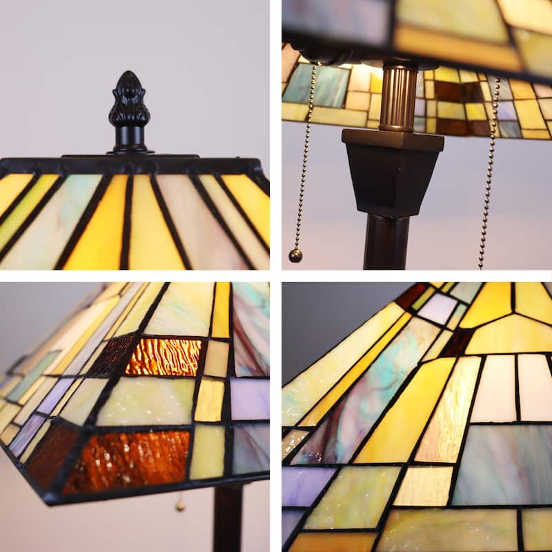 Tiffany-Style Mission Design Blackish Bronze Floor Lamp
