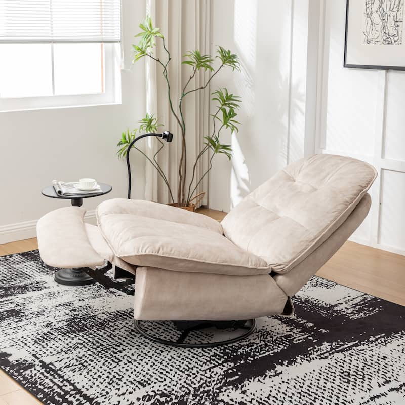 Living Room Recliner,Reclining Lazy Chair,Mobile Phone Holder,Reading Chair,Swivel Gliding Rocking Chair,Gold-Stamped Velvet