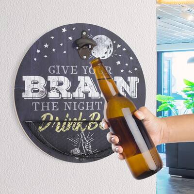 Vintage-Inspired 'Drink Beer' Bottle Opener & Cap Catcher - 14"